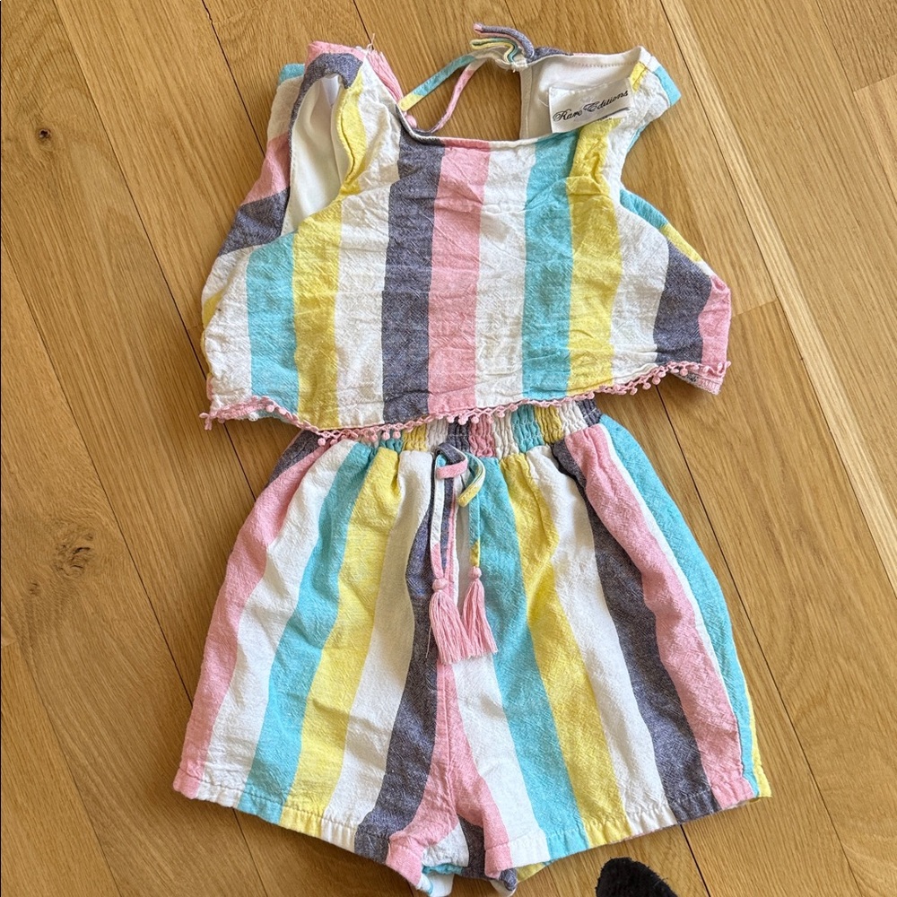 Rare Editions Colorful Striped Kids Romper